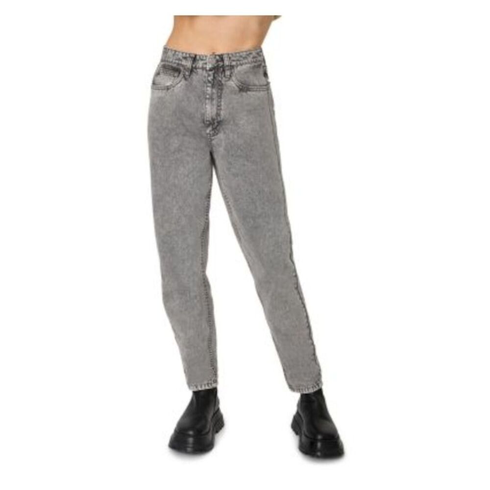 WEWOREWHAT Womens Gray Denim Zippered Pocketed High Rise Boyfriend Jeans 25